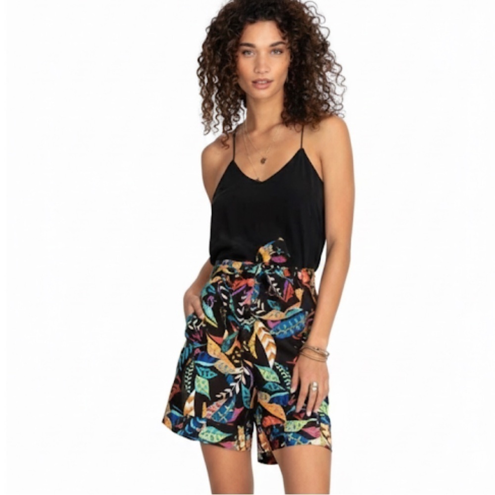 Johnny Was Jade Tropical Print Linen Shorts Extra Small EUC!